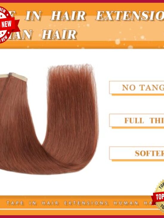 18 Inch Tape In Hair Extensions, 20 Pieces Human Hair, Straight Seamless